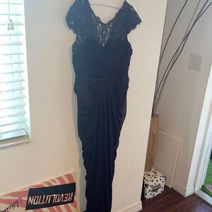 Long Purple Lace Top Gown - Zipper Back Size 16 Large Dress Long Dress